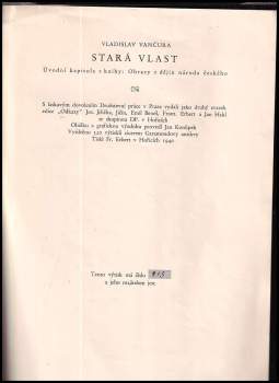 Vladislav Vančura: Stará vlast
