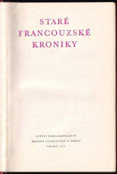 Zdeněk Sklenář: Staré francouzské kroniky