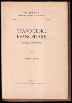 Josef Vašica: Staročeské evangeliáře