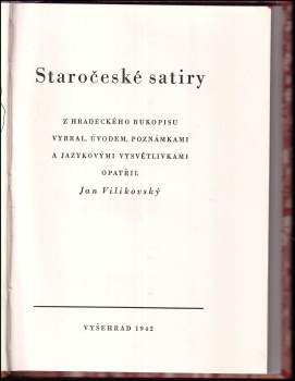Jan Vilikovský: Staročeské satiry