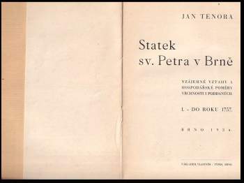 Jan Tenora: Statek sv. Petra v Brně