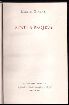 Maksim Gor‘kij: Stati a projevy