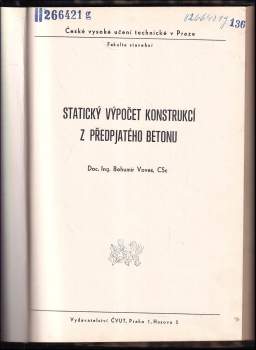 Bohumír Voves: Statický výpočet konstrukcí z předpjatého betonu