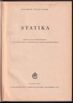 Václav Dašek: Statika I