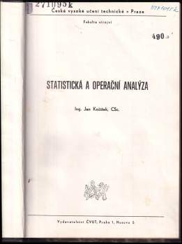 Jan Kožíšek: Statistická a operační analýza