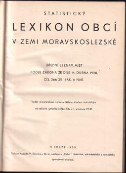 Statistický lexikon obcí v zemi moravskoslezské