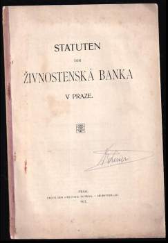 Statuten der Živnostenská banka v Praze