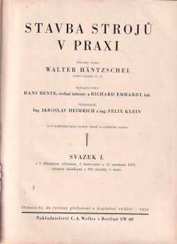 Walter Haentzschel: Stavba strojů v praxi