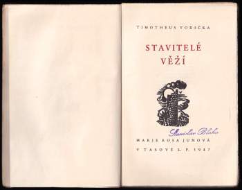 Timotheus Vodička: Stavitelé věží