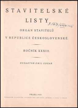 Emil Edgar: Stavitelské listy Ročník XXXIII