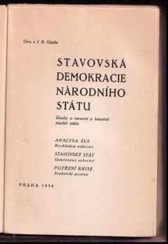 Radola Gajda: Stavovská demokracie národního státu
