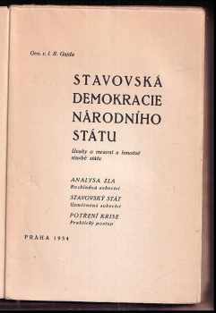 Radola Gajda: Stavovská demokracie národního státu