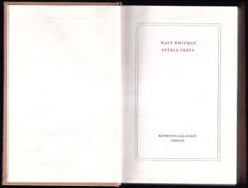 Walt Whitman: Stébla trávy