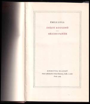 Émile Zola: Štěstí Rougonů ; Břicho Paříže