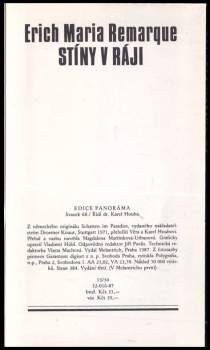 Erich Maria Remarque: Stíny v raji