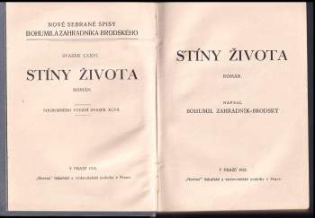 Bohumil Zahradník-Brodský: Stíny života
