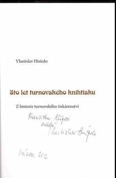 Vlastislav Hnízdo: Sto let turnovského knihtisku