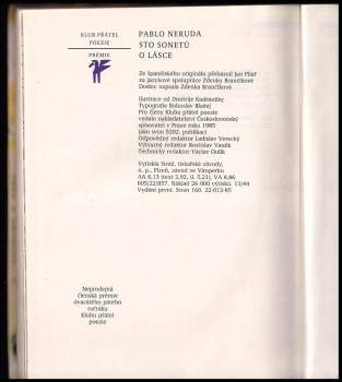Pablo Neruda: Sto sonetů o lásce