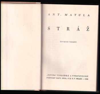 Antonín Matula: Stráž - román
