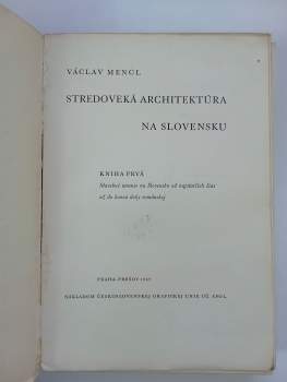 Václav Mencl: Stredoveká architektúra na Slovensku