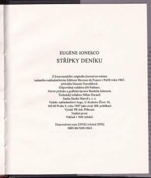Eugen Ionescu: Střípky deníku