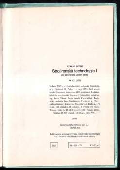 Otakar Bothe: Strojírenská technologie I pro strojírenské učební obory