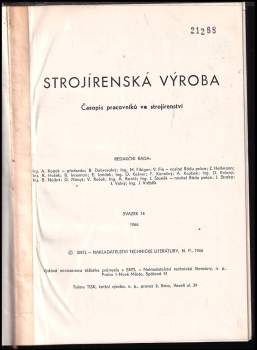 Strojírenská výroba, svazek 14, rok 1966