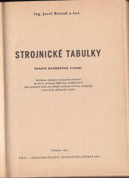 Josef Bartoš: Strojnické tabulky