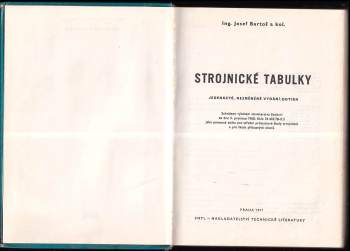 Josef Bartoš: Strojnické tabulky