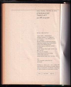 Pavel Vávra: Strojnické tabulky pro SPŠ strojnické