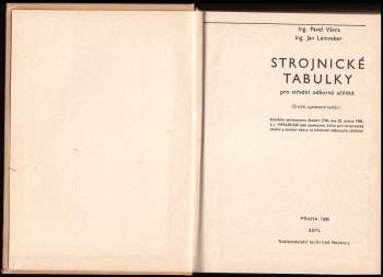 Pavel Vávra: Strojnické tabulky pro střední odborná učiliště