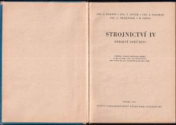 Josef Bartoš: Strojnictví