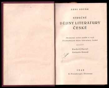 Arne Novák: Stručné dějiny literatury české