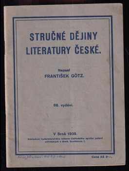František Götz: Stručné dějiny literatury české
