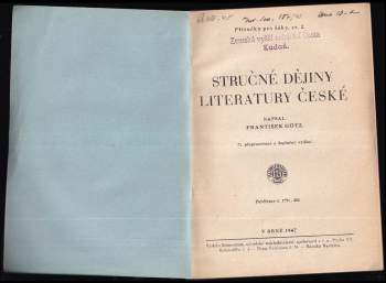 František Götz: Stručné dějiny literatury české