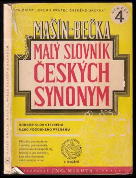 Josef Václav Bečka: Stručný slovník českých synonym