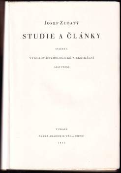 Josef Zubatý: Studie a články