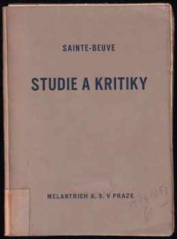 Charles Augustin Sainte-Beuve: Studie a kritiky