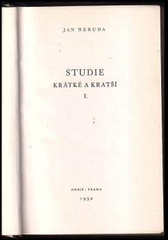 Jan Neruda: Studie krátké a kratší I