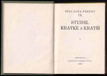 Jan Neruda: Studie krátké a kratší