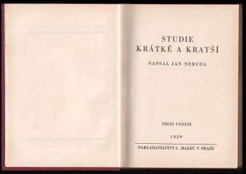 Jan Neruda: Studie krátké a kratší