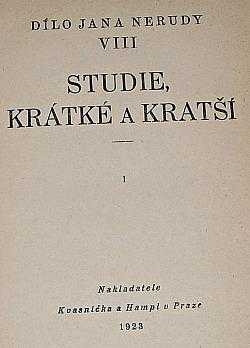Jan Neruda: Studie, krátké a kratší