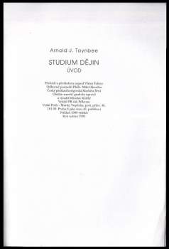 Arnold Joseph Toynbee: Studium dějin