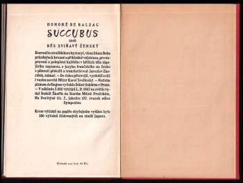 Honoré de Balzac: Succubus, aneb, Běs sviňavý ženský