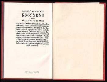 Honoré de Balzac: Succubus, aneb, Běs sviňavý ženský