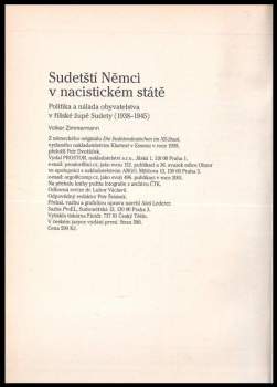 Volker Zimmermann: Sudetští Němci v nacistickém státě