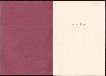 Karel Čapek: Svatá noc