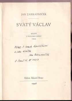 Jan Zahradníček: Svatý Václav