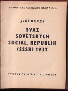 Jiří Beneš: Svaz sovětských social. republik (SSSR) 1937