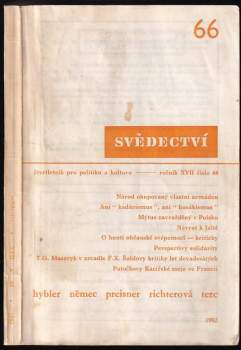 Svědectví, čtvrtletník pro politiku a kulturu, ročník:XVII , číslo: 66